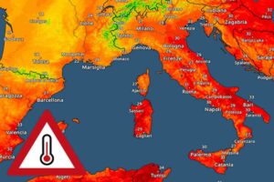Cartina dell'Italia con caldo eccessivo